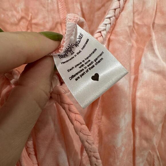 Tiare Hawaii Dress Pink Paroa Bay Tie Dye Split‎ V-neck Drawstring Maxi Size M/L - Picture 5 of 12